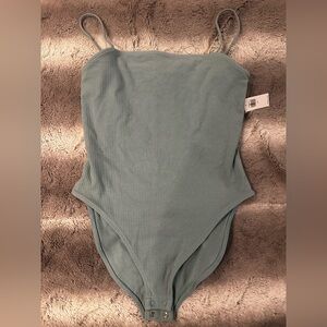 NWT - Old Navy Women’s Ribbed Spaghetti Strap Bodysuit in Light Blue. Sz Medium